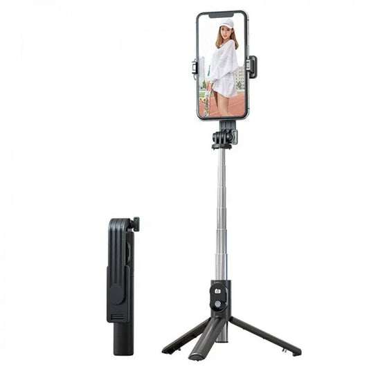 Snazlo Daily – 3-in-1 LED Selfie Stick Tripod | Wireless Remote & Fill Light for All Smartphones (Black)